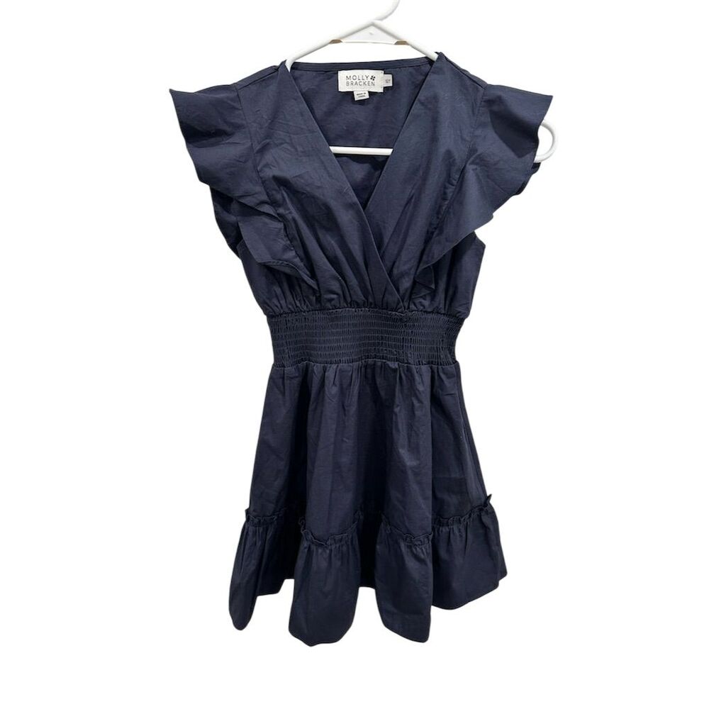 Ramy Brook Girls A-Line Flutter Sleeve Mini Dress Blue Size 10Y‎